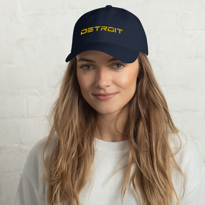 'Detroit' Dad Hat (Electric Font) | Gold Embroidery