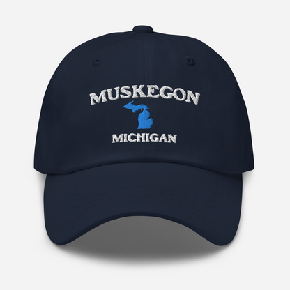 'Muskegon Michigan' Dad Hat (w/ Michigan Outline)