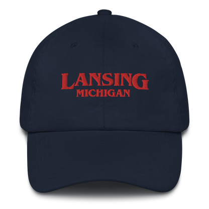 'Lansing Michigan' Dad Hat (1980s Drama Parody)