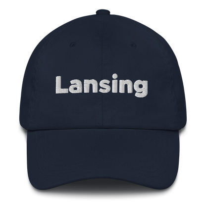 'Lansing' Dad Hat | White/Black Embroidery