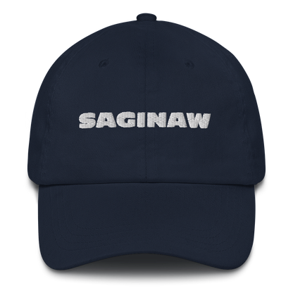 'Saginaw' Dad Hat | White/Black Embroidery