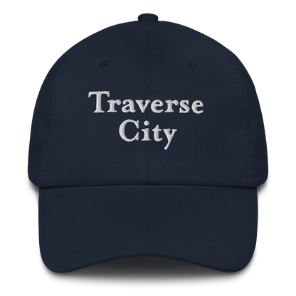 'Traverse City' Dad Hat | White/Black Embroidery