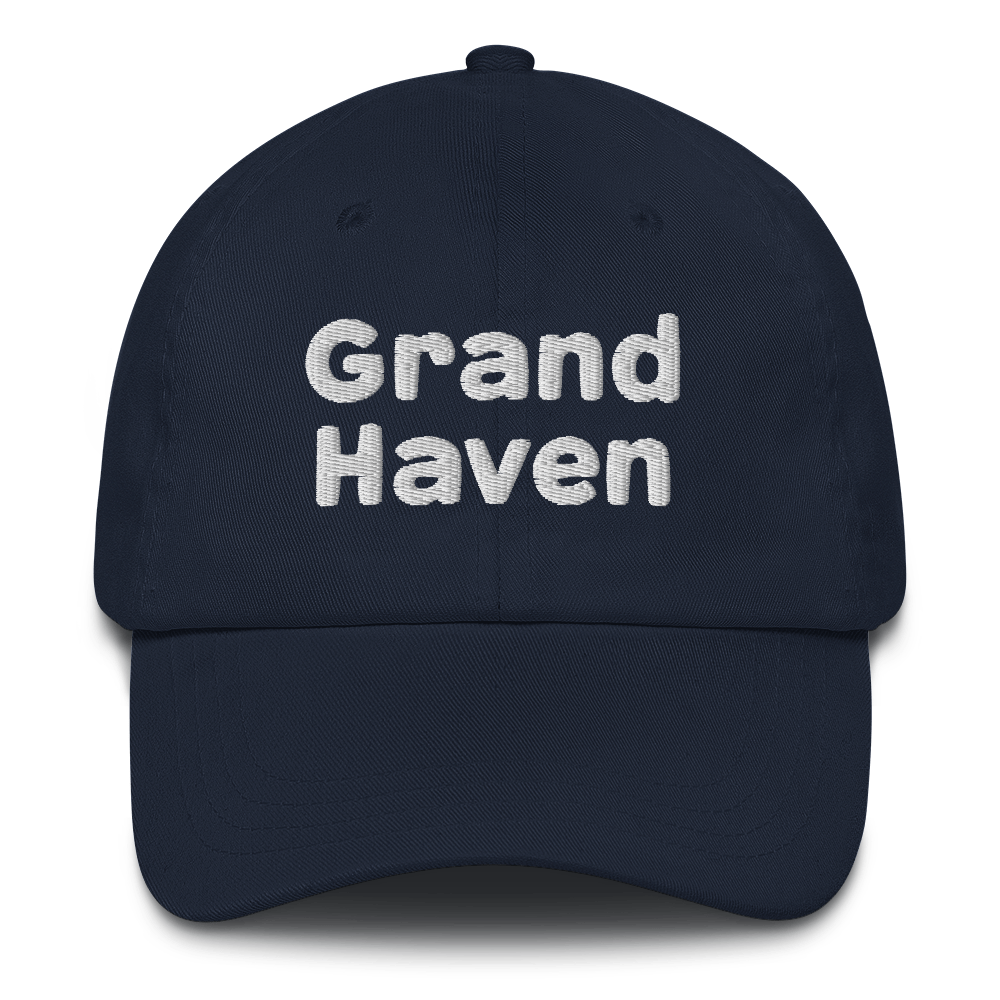 'Grand Haven' Dad Hat | White/Navy Embroidery