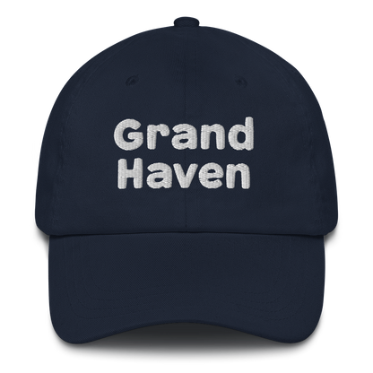 'Grand Haven' Dad Hat | White/Navy Embroidery