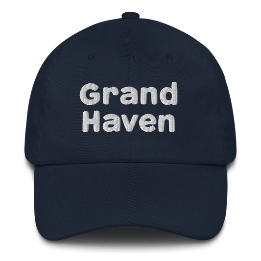 'Grand Haven' Dad Hat | White/Navy Embroidery