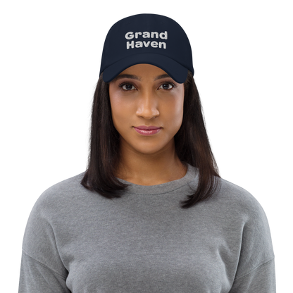 'Grand Haven' Dad Hat | White/Navy Embroidery