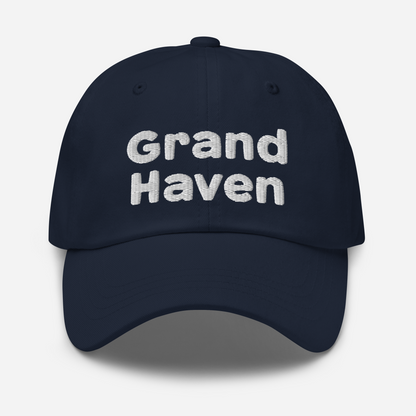 'Grand Haven' Dad Hat | White/Navy Embroidery