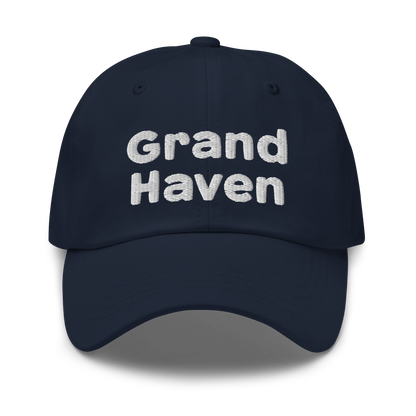 'Grand Haven' Dad Hat | White/Navy Embroidery