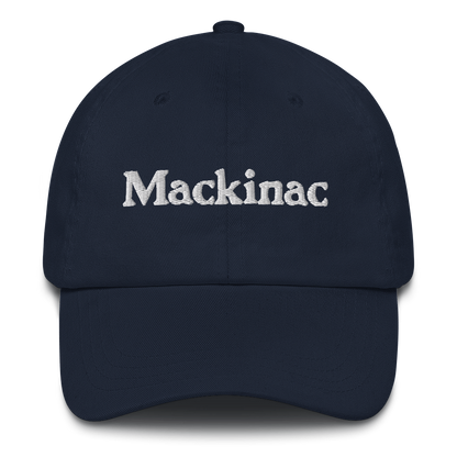 'Mackinac' Dad Hat | White/Navy Embroidery