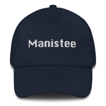 'Manistee' Dad Hat | White/Black Embroidery