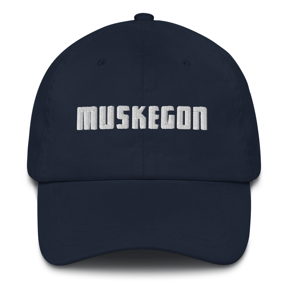 'Muskegon' Dad Hat | White/Black Emboridery