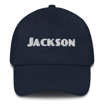 'Jackson' Dad Hat | White/Black Embroidery