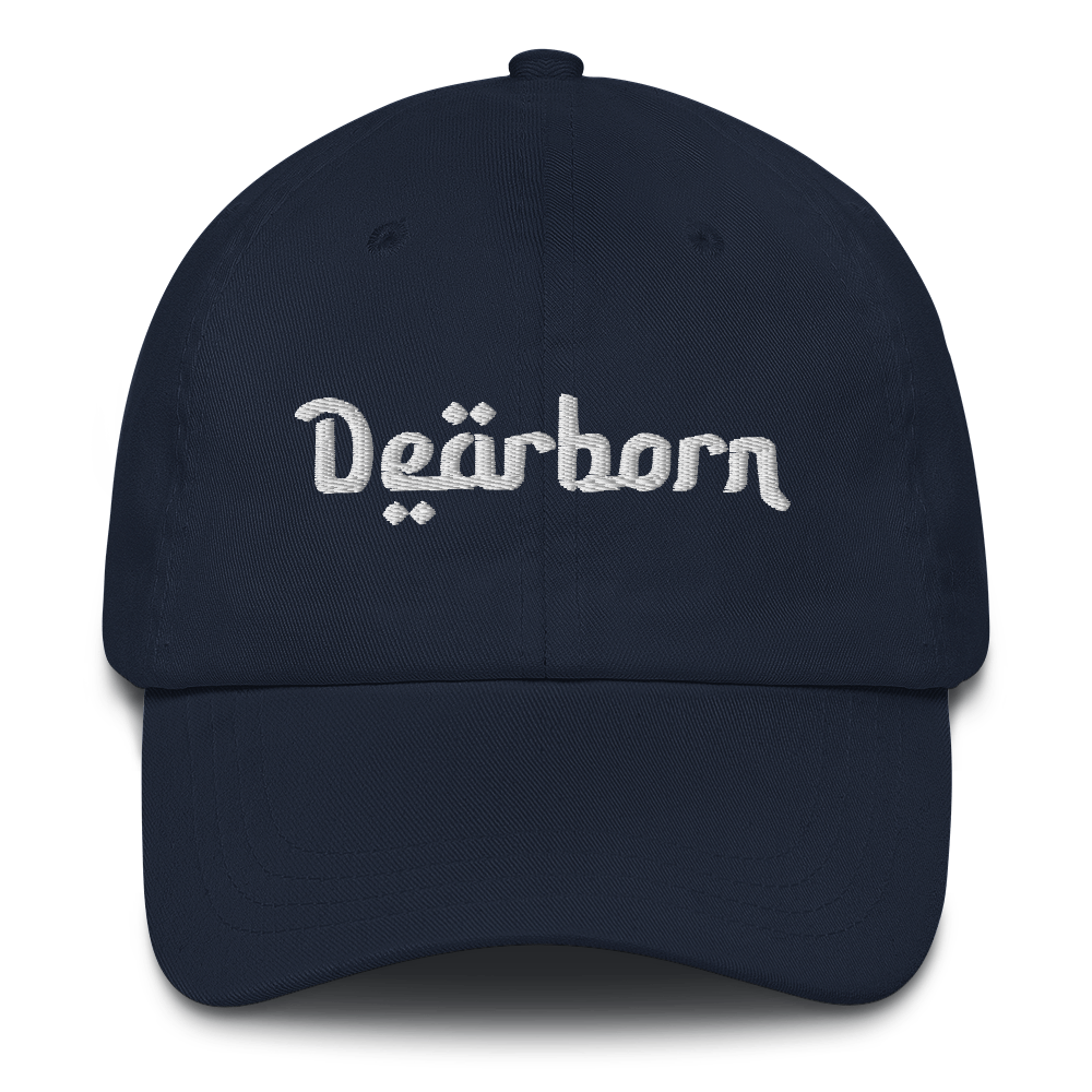 'Dearborn' Dad Hat | White/Black Embroidery