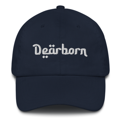 'Dearborn' Dad Hat | White/Black Embroidery