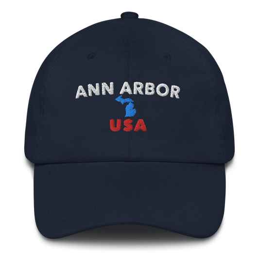 'Ann Arbor USA' Dad Hat (w/ Michigan Outline)