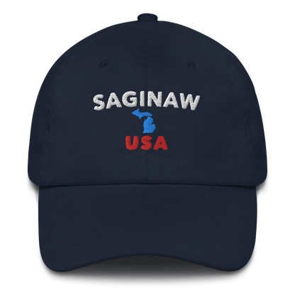 'Saginaw USA' Dad Hat (w/ Michigan Outline)