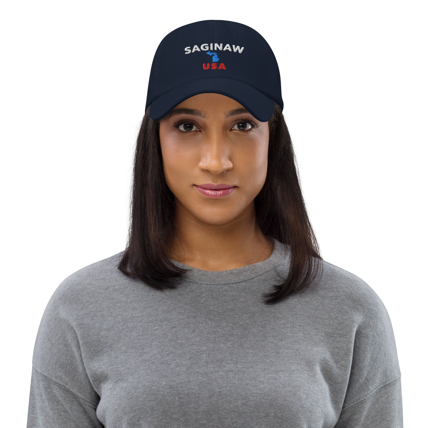 'Saginaw USA' Dad Hat (w/ Michigan Outline)