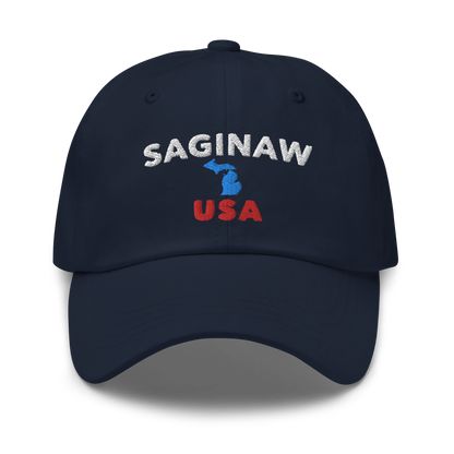 'Saginaw USA' Dad Hat (w/ Michigan Outline)