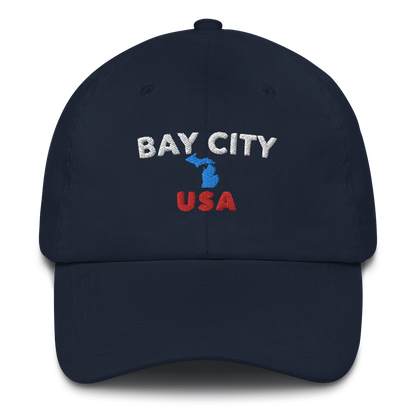 'Bay City USA' Dad Hat (w/ Michigan Outline)