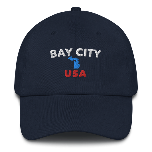'Bay City USA' Dad Hat (w/ Michigan Outline)
