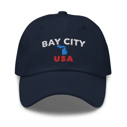 'Bay City USA' Dad Hat (w/ Michigan Outline)