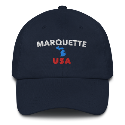 'Marquette USA' Dad Hat (w/ Michigan Outline)