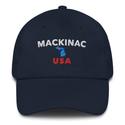 'Mackinac USA' Dad Hat (w/ Michigan Outline)