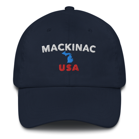 'Mackinac USA' Dad Hat (w/ Michigan Outline)