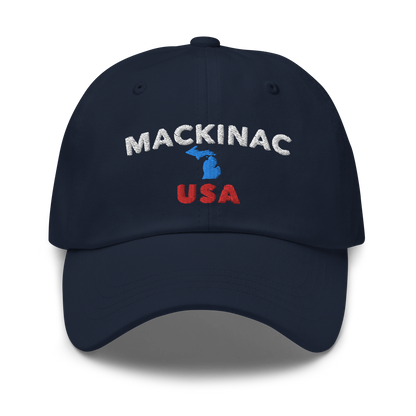 'Mackinac USA' Dad Hat (w/ Michigan Outline)