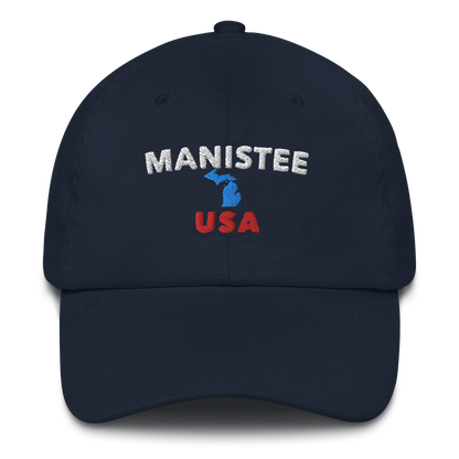 'Manistee USA' Dad Hat (w/ Michigan Outline)