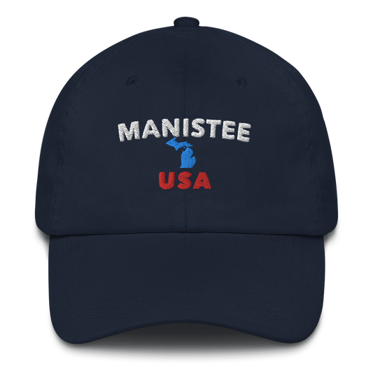 'Manistee USA' Dad Hat (w/ Michigan Outline)