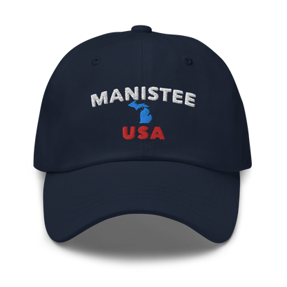 'Manistee USA' Dad Hat (w/ Michigan Outline)