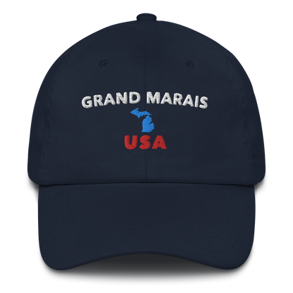 'Grand Marais USA' Dad Hat (w/ Michigan Outline)