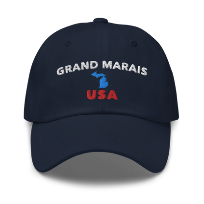 'Grand Marais USA' Dad Hat (w/ Michigan Outline)