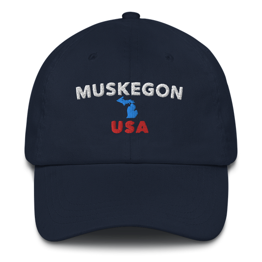 'Muskegon USA' Dad Hat (w/ Michigan Outline)