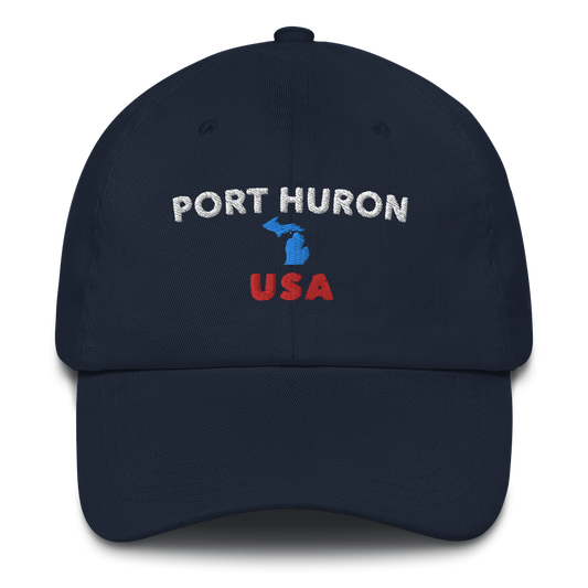 'Port Huron USA' Dad Hat (w/Michigan Outline)