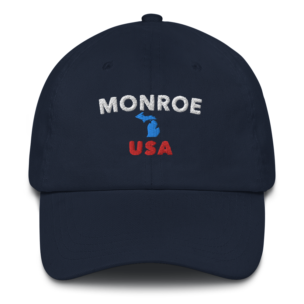 'Monroe USA' Dad Hat (w/ Michigan Outline)