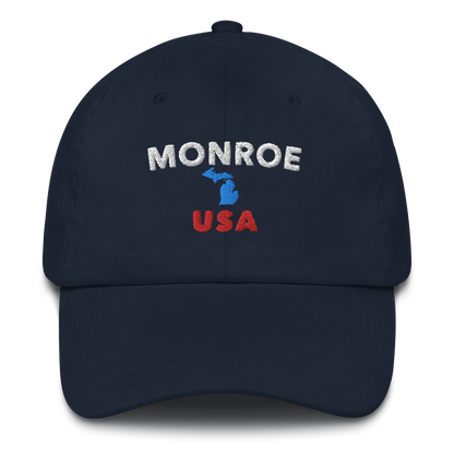 'Monroe USA' Dad Hat (w/ Michigan Outline)