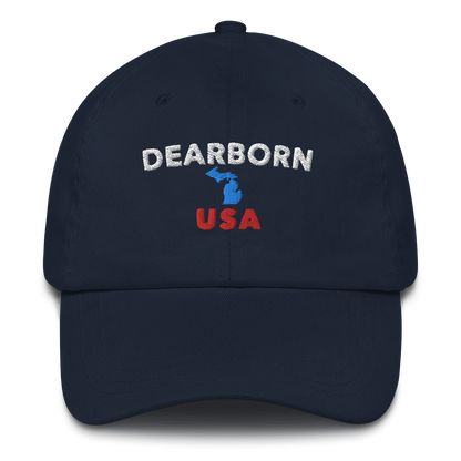 'Dearborn USA' Dad Hat (w/ Michigan Outline)