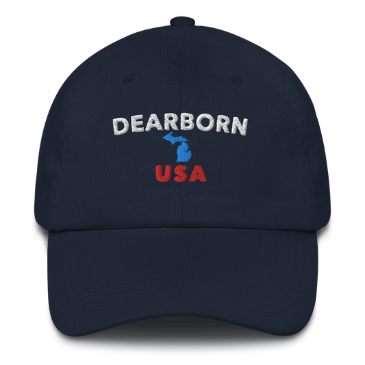 'Dearborn USA' Dad Hat (w/ Michigan Outline)