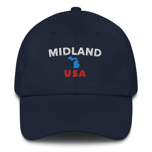 'Midland USA' Dad Hat (w/ Michigan Outline)