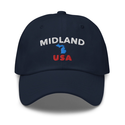 'Midland USA' Dad Hat (w/ Michigan Outline)