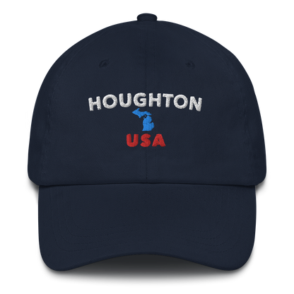 'Houghton USA' Dad Hat (w/ Michigan Outline)