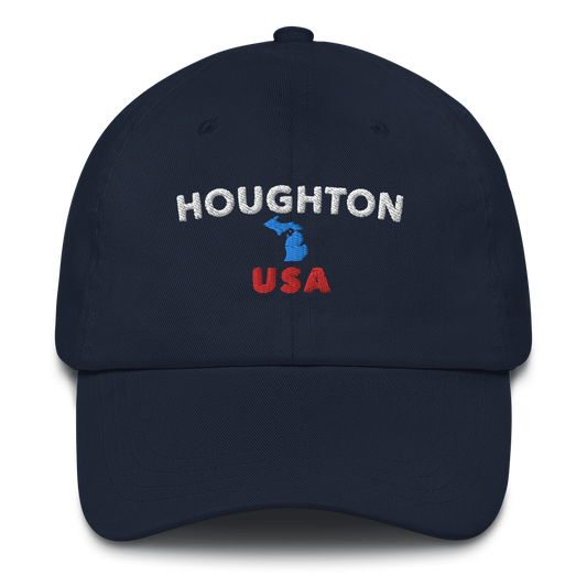 'Houghton USA' Dad Hat (w/ Michigan Outline)