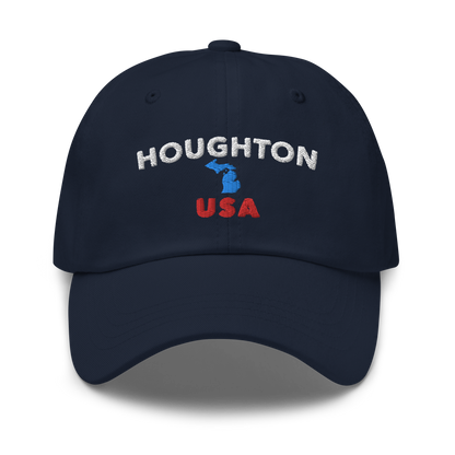 'Houghton USA' Dad Hat (w/ Michigan Outline)