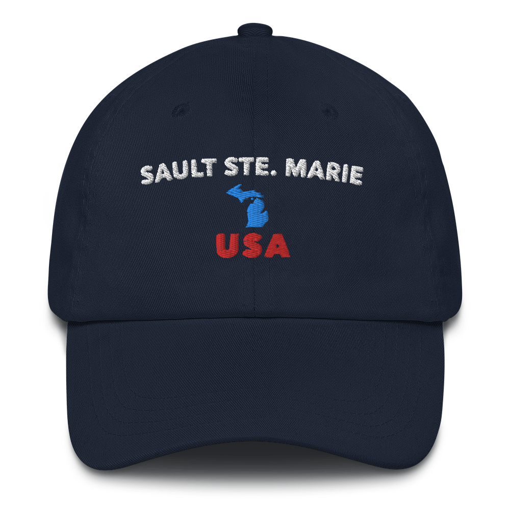 'Sault Ste. Marie USA' Dad Hat (w/ Michigan Outline)