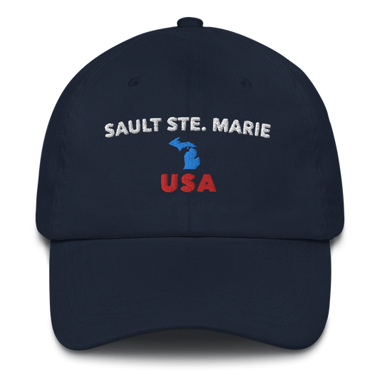 'Sault Ste. Marie USA' Dad Hat (w/ Michigan Outline)