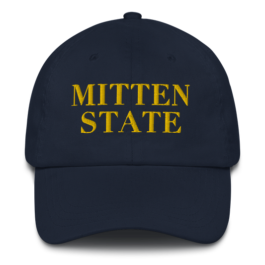 Michigan 'Mitten State' Dad Hat (Didone Font) | Gold Embroidery