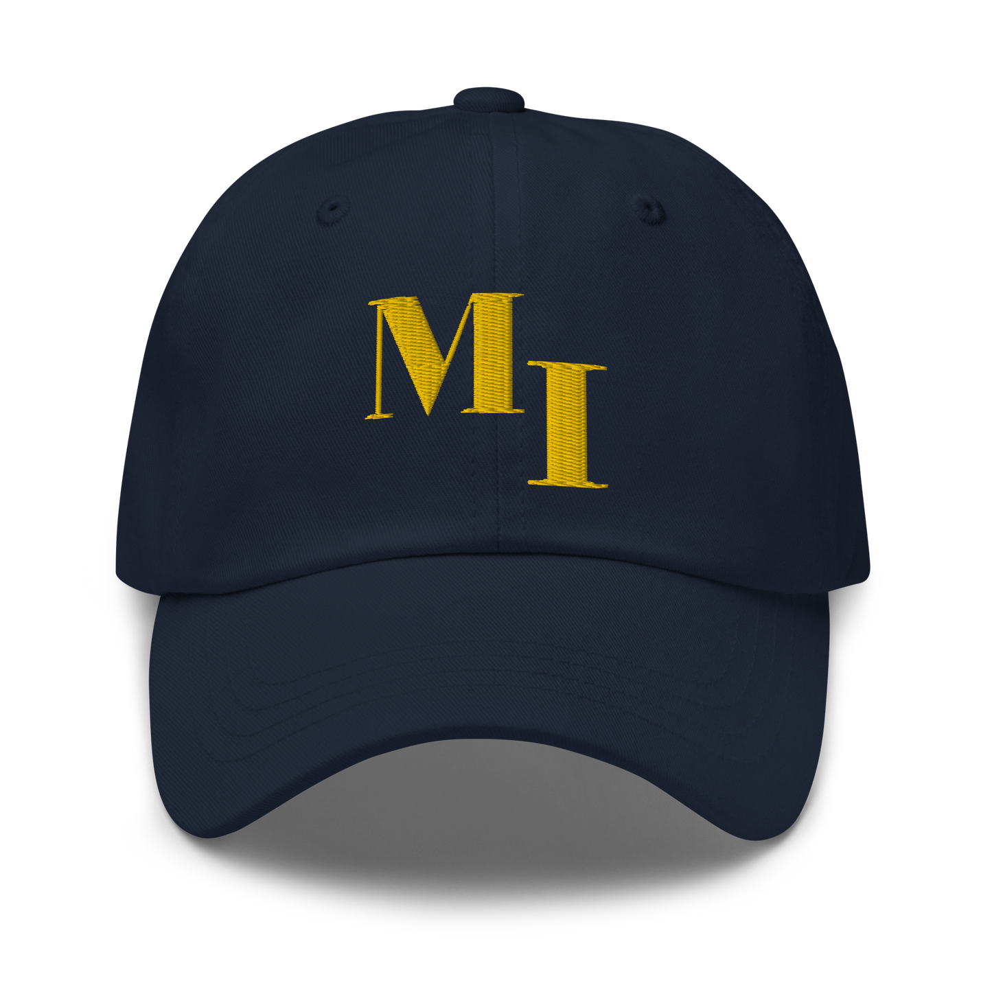 Michigan 'MI' Dad Hat (Didone Logotype) | Gold Embroidery