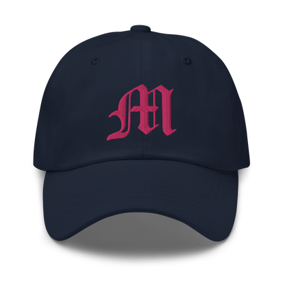 Old English 'M' Dad Hat (w/ 'Michigan' Back Design) | Pink Embroidery